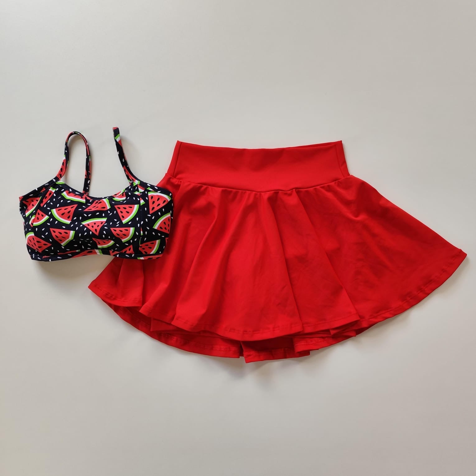 Red watermelon skort set